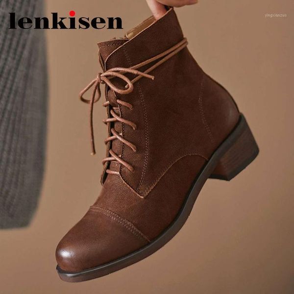 boots lenkisen large size vintage gladiator natural leather round toe med heel winter shoes high street fashion solid ankle l0f21, Black
boots lenkisen large size vintage gladiator natural leather round toe med heel winter shoes high street fashion solid ankle l0f21, Black