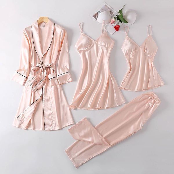 4pc nightwear womens sleepwears sleep set women v neck pajamas suit sleepwear kimono robe gown solid spring lingerie nightshirts bathrobe, Black;red
4pc nightwear womens sleepwears sleep set women v neck pajamas suit sleepwear kimono robe gown solid spring lingerie nightshirts bathrobe, Black;red