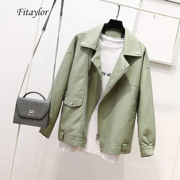 fitaylor autumn faux soft leather pu jacket women loose punk coat female turndown collar moto biker rivet zipper street overcoat 211022, Black
fitaylor autumn faux soft leather pu jacket women loose punk coat female turndown collar moto biker rivet zipper street overcoat 211022, Black