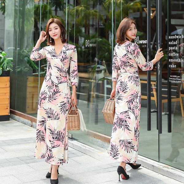 casual dresses women wrap dress bohemian beach floral pink three-qaurter sleeve v-neck vintage lace-up slim waist holiday ladies, Black;gray
casual dresses women wrap dress bohemian beach floral pink three-qaurter sleeve v-neck vintage lace-up slim waist holiday ladies, Black;gray