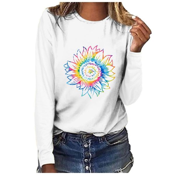 women's t-shirt colorful sunflower print tshirt women ladies casual long sleeve pullover camisetas mujer loose t shirt, White
women's t-shirt colorful sunflower print tshirt women ladies casual long sleeve pullover camisetas mujer loose t shirt, White