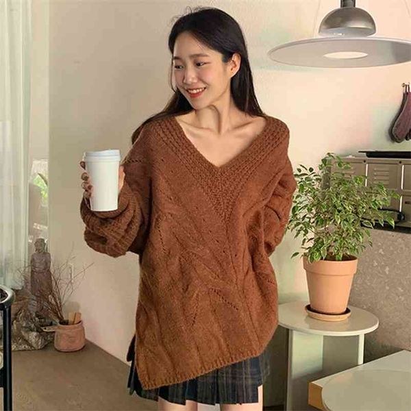 korea chic autumn and winter lazy wind v-neck linen pattern loose wild hedging lantern sleeve split knit sweater women gx1314 210507, White;black
korea chic autumn and winter lazy wind v-neck linen pattern loose wild hedging lantern sleeve split knit sweater women gx1314 210507, White;black