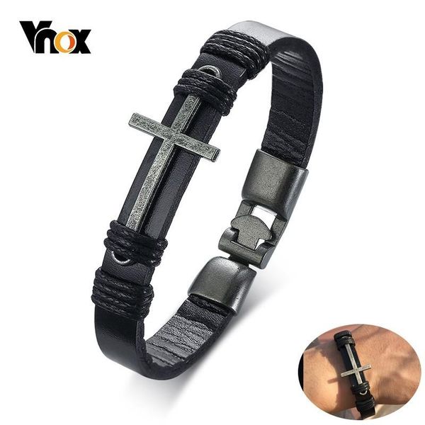 charm bracelets vnox vintage mens leather cross bracelet bangle handmade braid rope pulseira masculina 21/21.5cm, Golden;silver
charm bracelets vnox vintage mens leather cross bracelet bangle handmade braid rope pulseira masculina 21/21.5cm, Golden;silver