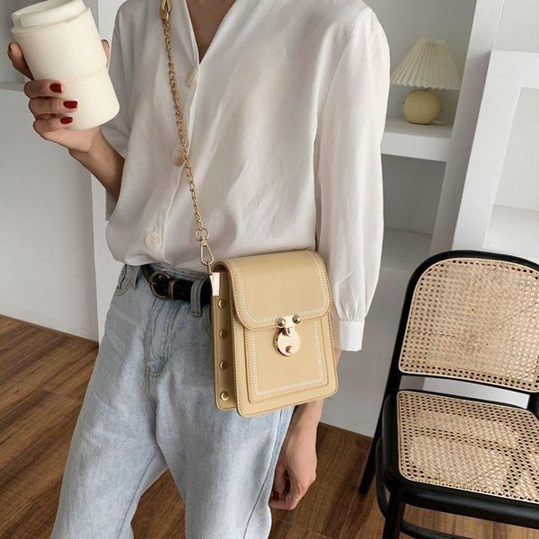 shoulder bags small vertical bag female 2021 design cowhide chain cute girl korean cartoon handbag