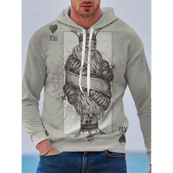 card printing men's 3d printing hoodie visual impact party punk gothic round neck sweatshirt hoodie, Black