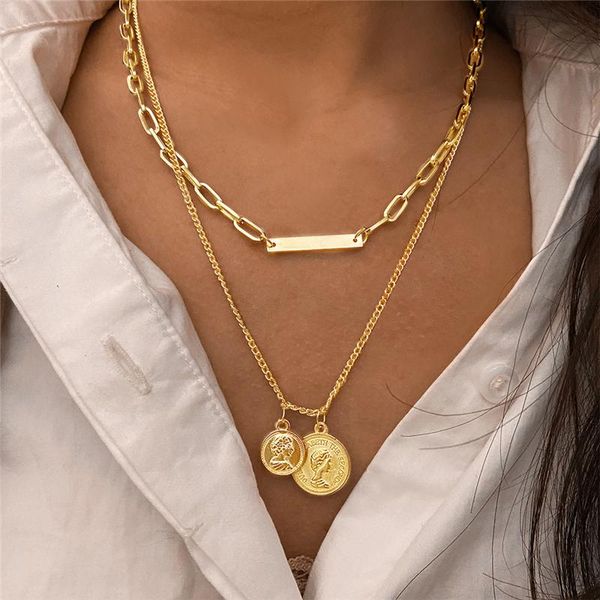 pendant necklaces bohemian style gold color portrait necklace for women vintage multi layer chain jewelry 2021 fashion statement, Silver
pendant necklaces bohemian style gold color portrait necklace for women vintage multi layer chain jewelry 2021 fashion statement, Silver