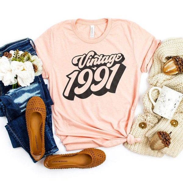 women's t-shirt vintage 1991 - 30th birthday shirt dirty thirty retro design 90s party -birthday outfit graphic tee woman tshirts, White
women's t-shirt vintage 1991 - 30th birthday shirt dirty thirty retro design 90s party -birthday outfit graphic tee woman tshirts, White