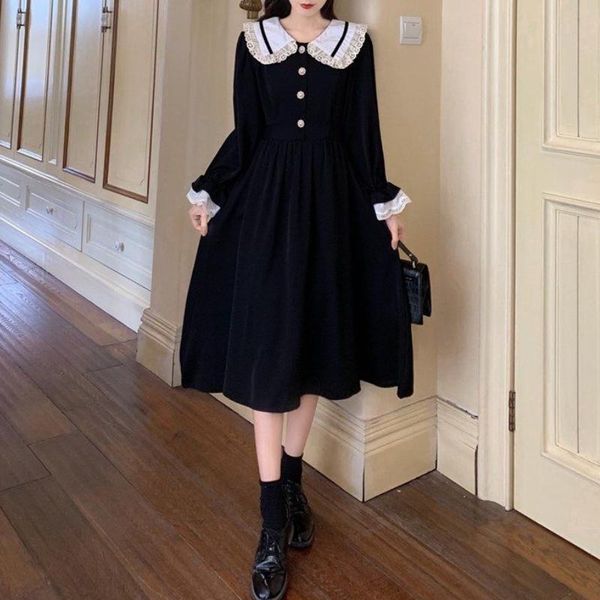 casual dresses houzhou vintage lace long sleeve dress spring autumn women elegant preppy style kawaii fairy robe black patchwork patry, Black;gray
casual dresses houzhou vintage lace long sleeve dress spring autumn women elegant preppy style kawaii fairy robe black patchwork patry, Black;gray