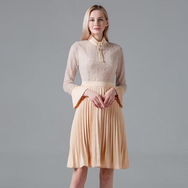 spring fashion lace patchwork pleated dresses vintage french elegant flare sleeve party dress casual, Black;gray
spring fashion lace patchwork pleated dresses vintage french elegant flare sleeve party dress casual, Black;gray