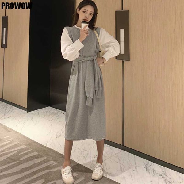 french ladies stitching fake two-piece dress korean elegant one-piece dresses 2021 spring autumn womens long sleeve dress lady, Black;gray
french ladies stitching fake two-piece dress korean elegant one-piece dresses 2021 spring autumn womens long sleeve dress lady, Black;gray