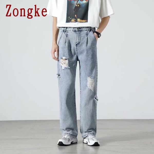 men's jeans zongke ripped straight man streetwear denim trousers men pants slim fit -3xl 2021 autumn arrivals, Blue
men's jeans zongke ripped straight man streetwear denim trousers men pants slim fit -3xl 2021 autumn arrivals, Blue