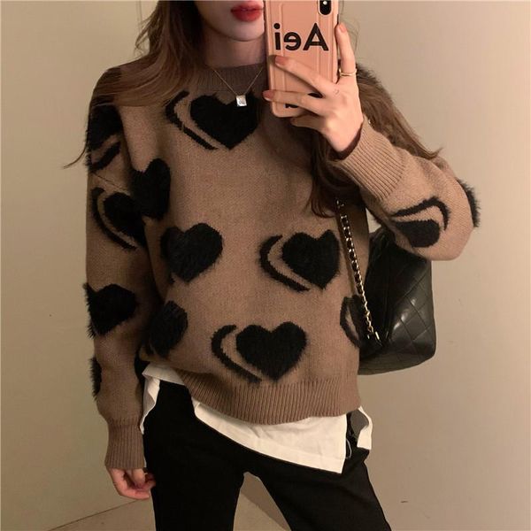 korean love easy match 2021 spring long sleeve knit women's loose plush pullover sweater sweaters, White;black
korean love easy match 2021 spring long sleeve knit women's loose plush pullover sweater sweaters, White;black