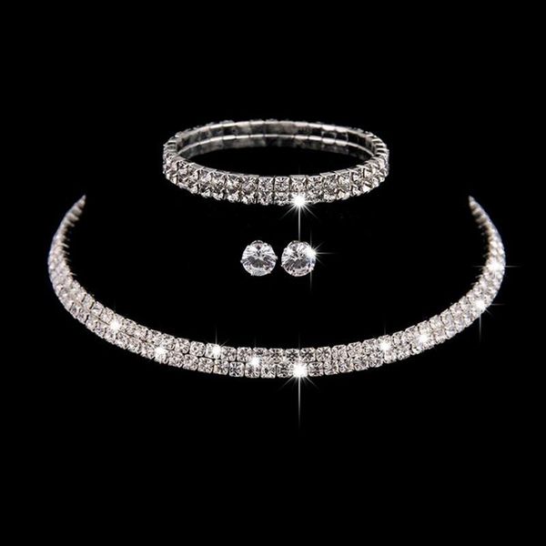 earrings & necklace fashion luxury full zircon inlaid and bracelet three piece set ladies engagement wedding jewelry, Silver
earrings & necklace fashion luxury full zircon inlaid and bracelet three piece set ladies engagement wedding jewelry, Silver