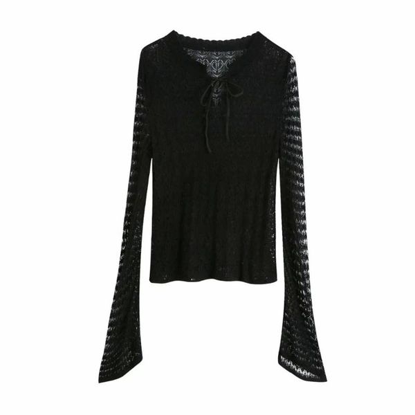 women blouse knitted semi-sheer long flared sleeves casual fashion female shirts femme mujer women's blouses &, White
women blouse knitted semi-sheer long flared sleeves casual fashion female shirts femme mujer women's blouses &, White