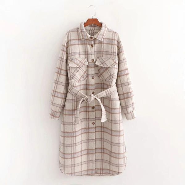 women's wool & blends women vintage jacket shirt style medium-length plaid singal breasted long sleeve coat windbreaker female stright, Black
women's wool & blends women vintage jacket shirt style medium-length plaid singal breasted long sleeve coat windbreaker female stright, Black