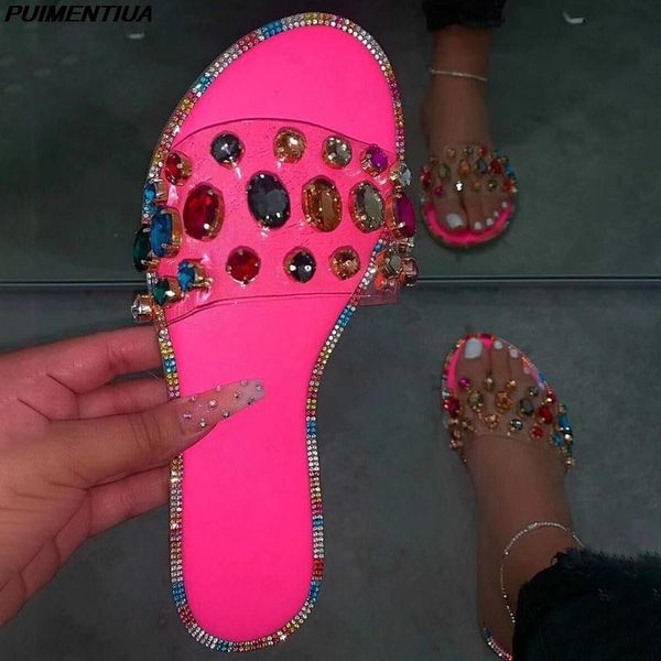 slippers bling crystal woman ladies fashion slides women casual outdoor flats female beach shoes women's sandals plus size 42, Black 
slippers bling crystal woman ladies fashion slides women casual outdoor flats female beach shoes women's sandals plus size 42, Black