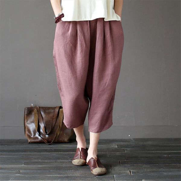 autumn summer vintage linen loose womens pant calf length elastic waist trouser female thin, Black;white
autumn summer vintage linen loose womens pant calf length elastic waist trouser female thin, Black;white