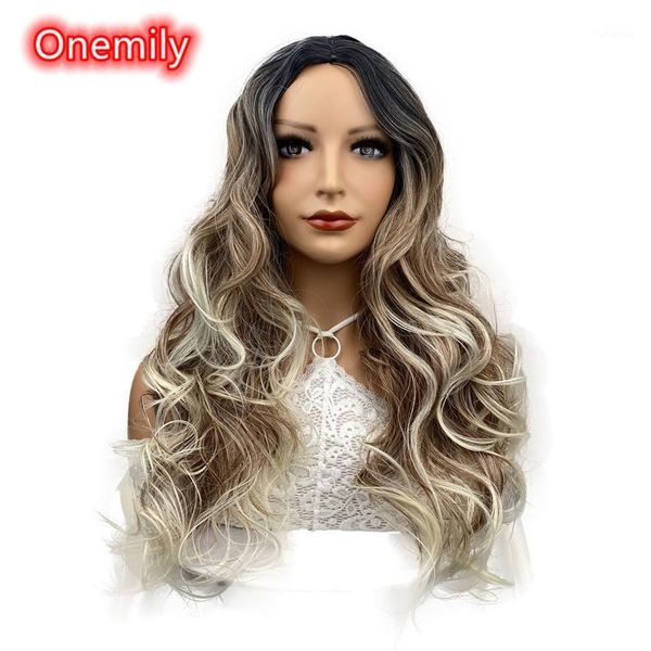 onemily long wavy heat resistant synthetic ombre wigs for women girls with bangs theme party out fun brown blonde dark root1, Black
onemily long wavy heat resistant synthetic ombre wigs for women girls with bangs theme party out fun brown blonde dark root1, Black