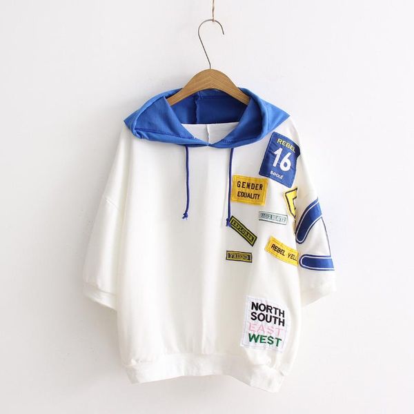 women's hoodies & sweatshirts spring summer harajuku women korean funny short sleeve letter embroidery loose female cute chic cotton, Black
women's hoodies & sweatshirts spring summer harajuku women korean funny short sleeve letter embroidery loose female cute chic cotton, Black