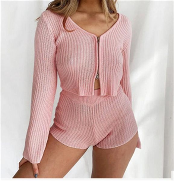 women's tracksuits women long sleeve shorts knitwear v-collar vertical striped suit slim casual zipper clothing sets solid color tracks, Gray
women's tracksuits women long sleeve shorts knitwear v-collar vertical striped suit slim casual zipper clothing sets solid color tracks, Gray