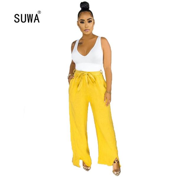 women's pants & capris 2021 streetwear women high waist wide leg office lady sashes pocket long trousers 3 color bottoms, Black;white
women's pants & capris 2021 streetwear women high waist wide leg office lady sashes pocket long trousers 3 color bottoms, Black;white