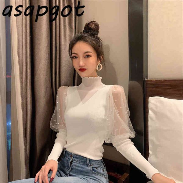 & tees women's clothing white long sleeve lace mesh t-shirts patchwork chic wild black turtleneck slim 210429
& tees women's clothing white long sleeve lace mesh t-shirts patchwork chic wild black turtleneck slim 210429