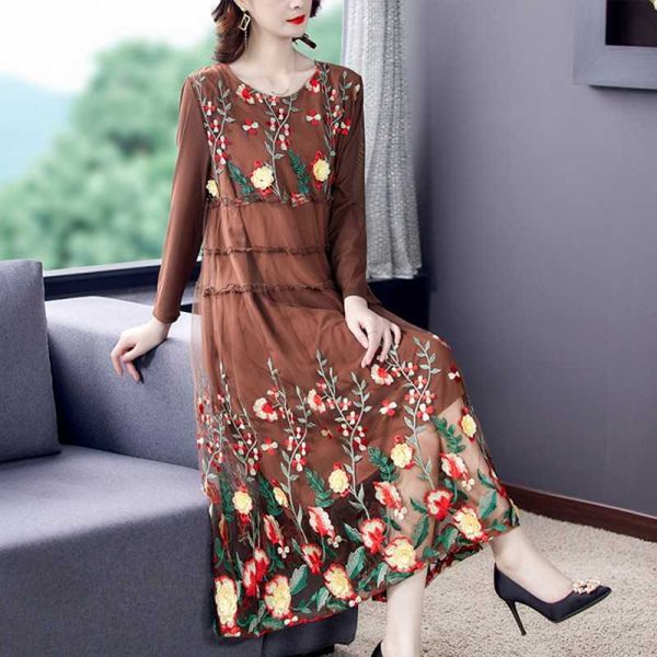 spring fashion casual women embroidery mesh dress temperament loose embroidered o neck long sleeve dress 210531, Black;gray
spring fashion casual women embroidery mesh dress temperament loose embroidered o neck long sleeve dress 210531, Black;gray