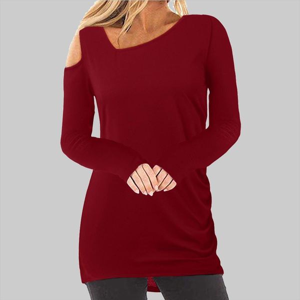 fashion solid cold shoulder women blouses slash neck wrinkled long sleeve plus size shirt top, White
fashion solid cold shoulder women blouses slash neck wrinkled long sleeve plus size shirt top, White