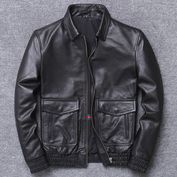 men's leather & faux genuine clothing lapel head layer pure cowhide locomotive jacket leisure time flight winter warm, Black
men's leather & faux genuine clothing lapel head layer pure cowhide locomotive jacket leisure time flight winter warm, Black