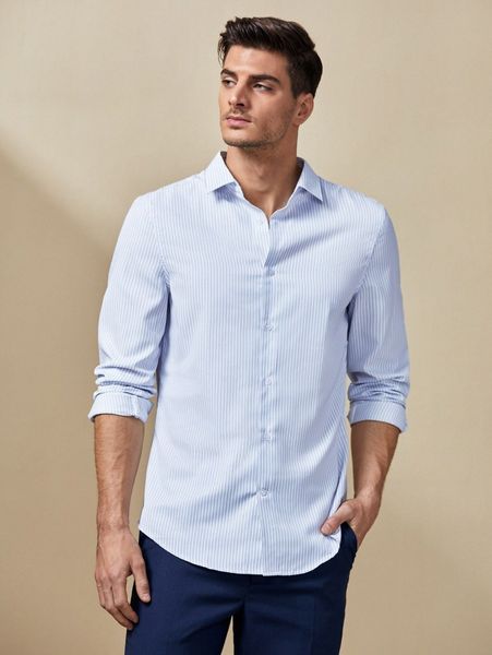 men striped button up shirt z0nd#, White;black
men striped button up shirt z0nd#, White;black