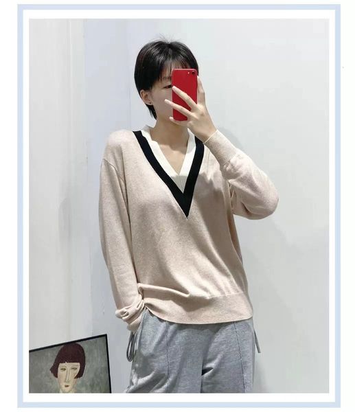women's t-shirt spring and female summer color matching contrast with loose-v cleavage tightrope sweater vest d4ix, White
women's t-shirt spring and female summer color matching contrast with loose-v cleavage tightrope sweater vest d4ix, White