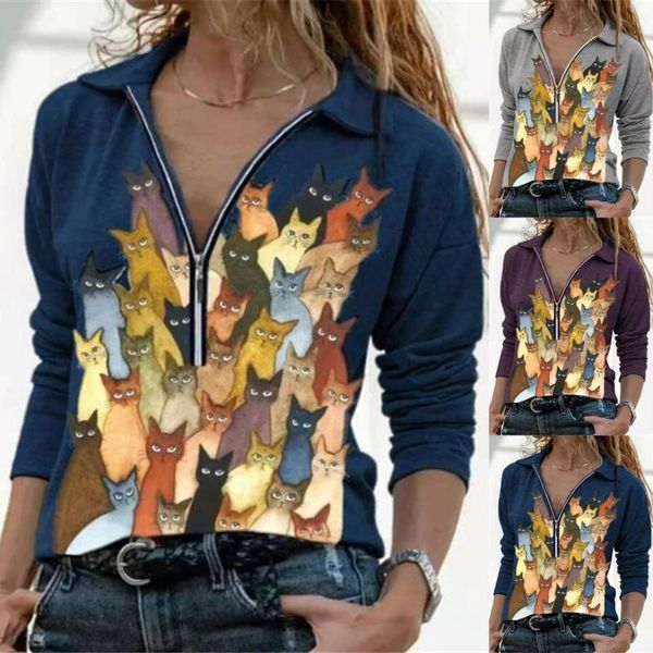casual shirt blouses blusas 2021 women's fashion printed cat lapel zipper loose long sleeve & shirts, White
casual shirt blouses blusas 2021 women's fashion printed cat lapel zipper loose long sleeve & shirts, White