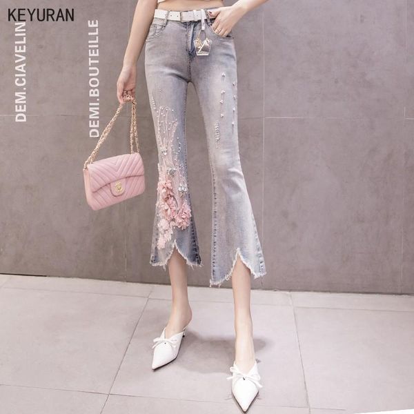 women's jeans women destoryed flare high waist sequins embroidery flowers pearl beading denim pants 2021 spring summer holes trousers, Blue
women's jeans women destoryed flare high waist sequins embroidery flowers pearl beading denim pants 2021 spring summer holes trousers, Blue
