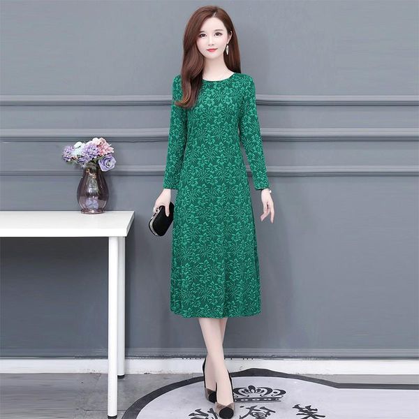 autumn long sleeve women dress round neck flower mid-long floral fashion casual dresses, Black;gray
autumn long sleeve women dress round neck flower mid-long floral fashion casual dresses, Black;gray