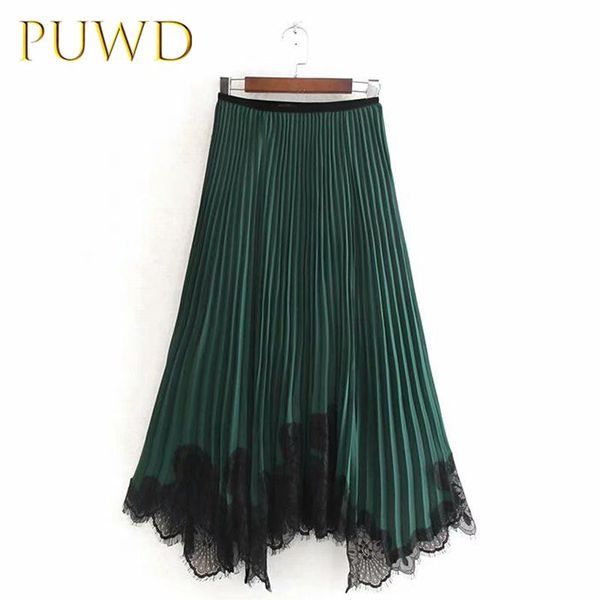 skirts puwd 2021 lace pleated skirt for women in autumn and winter, Black