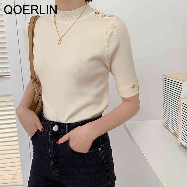 qoerlin solid vintage pull turtleneck summer knitwear women half sleeve stretch rolled sleeve black white knit t-shirts ladies 210416, White;black
qoerlin solid vintage pull turtleneck summer knitwear women half sleeve stretch rolled sleeve black white knit t-shirts ladies 210416, White;black