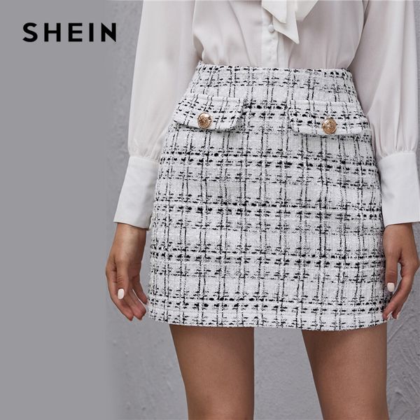 shein black and white high waist plaid tweed skirt women winter office lady buttoned straight mini elegant skirts
shein black and white high waist plaid tweed skirt women winter office lady buttoned straight mini elegant skirts
