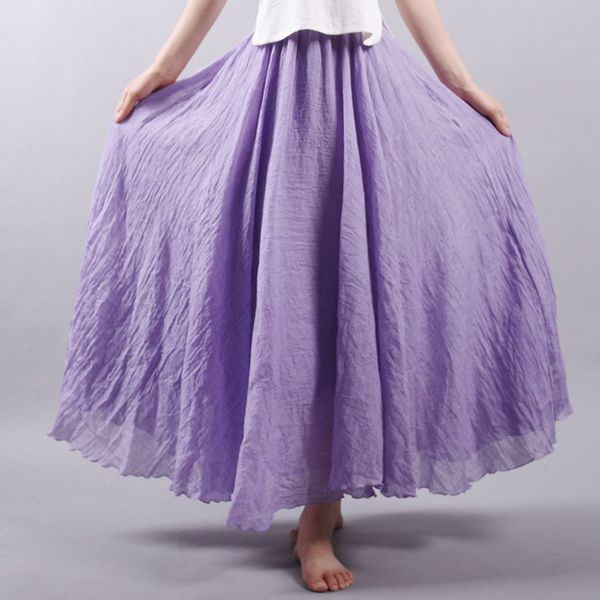 women's elegant high waist linen maxi skirt summer ladies casual elastic waist 2 layers skirts saia feminina 210419, Black
women's elegant high waist linen maxi skirt summer ladies casual elastic waist 2 layers skirts saia feminina 210419, Black