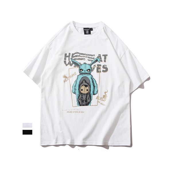 2021s spring summer casual cotton short sleeve cartoon printed men's and women's youth student sports loose t-shirt, White;black
2021s spring summer casual cotton short sleeve cartoon printed men's and women's youth student sports loose t-shirt, White;black