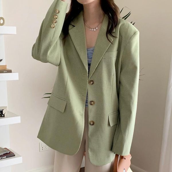 women's suits & blazers loose solid color long sleeve suit coat female simple notched collar autumn 2021 elegant blazer women office la, White;black
women's suits & blazers loose solid color long sleeve suit coat female simple notched collar autumn 2021 elegant blazer women office la, White;black