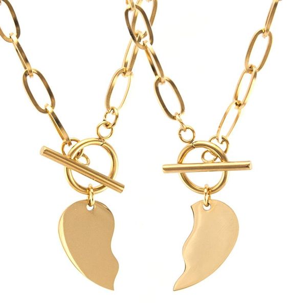 chokers split heart pendant pair couple lovers necklace for women choker toggle clasp neck chain collares collier stainless steel jewelr, Golden;silver
chokers split heart pendant pair couple lovers necklace for women choker toggle clasp neck chain collares collier stainless steel jewelr, Golden;silver