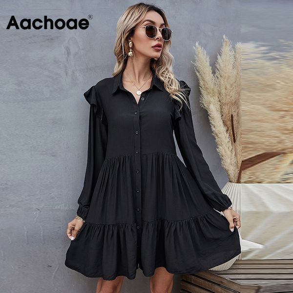 summer autumn women bla dress ruffles long sleeve elegant shirt dress loose casual pleated mini dress sundress robe, Black;white
summer autumn women bla dress ruffles long sleeve elegant shirt dress loose casual pleated mini dress sundress robe, Black;white