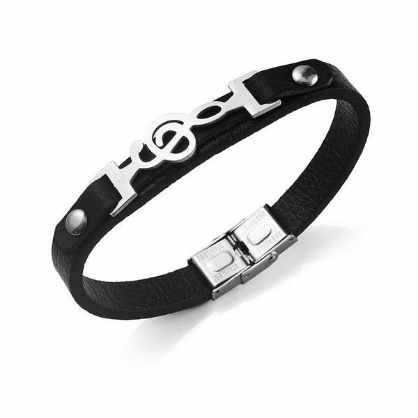 charm bracelets amgj men bracelet fashion jewelry music notes genuine leather stainless steel couple bangles black, Golden;silver
charm bracelets amgj men bracelet fashion jewelry music notes genuine leather stainless steel couple bangles black, Golden;silver