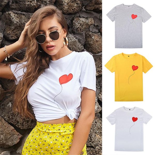 women's t-shirt round neck short sleeve t-shirts cute heart printed female summer loose casual simple women o-neck tees, White
women's t-shirt round neck short sleeve t-shirts cute heart printed female summer loose casual simple women o-neck tees, White