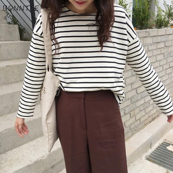 long sleeve korean style loose women t shirt all match striped leisure high elasticity comfortable trendy daily o neck, White
long sleeve korean style loose women t shirt all match striped leisure high elasticity comfortable trendy daily o neck, White