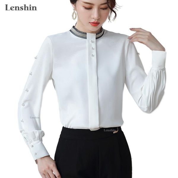 women's blouses & shirts lenshin soft and comfortable lace shirt long sleeve high-quality blouse contrast collar office lady loose styl, White
women's blouses & shirts lenshin soft and comfortable lace shirt long sleeve high-quality blouse contrast collar office lady loose styl, White