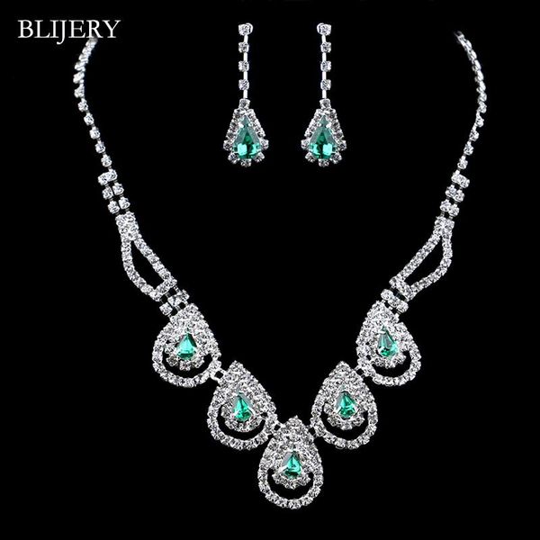 earrings & necklace blijery green crystal african jewelry sets rhinestone waterdrop set for women wedding bridal prom, Silver
earrings & necklace blijery green crystal african jewelry sets rhinestone waterdrop set for women wedding bridal prom, Silver