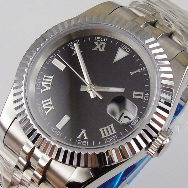wristwatches 36mm sterile black dial sapphire glass deployment miyota 8215 roman number luminous automatic movement men's watch, Slivery;brown
wristwatches 36mm sterile black dial sapphire glass deployment miyota 8215 roman number luminous automatic movement men's watch, Slivery;brown