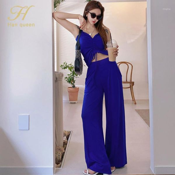 han queen 2-piece suits women ummer elegant drawstring suspenders crop & solid color wide leg long pants ol work set two piece dress, White
han queen 2-piece suits women ummer elegant drawstring suspenders crop & solid color wide leg long pants ol work set two piece dress, White