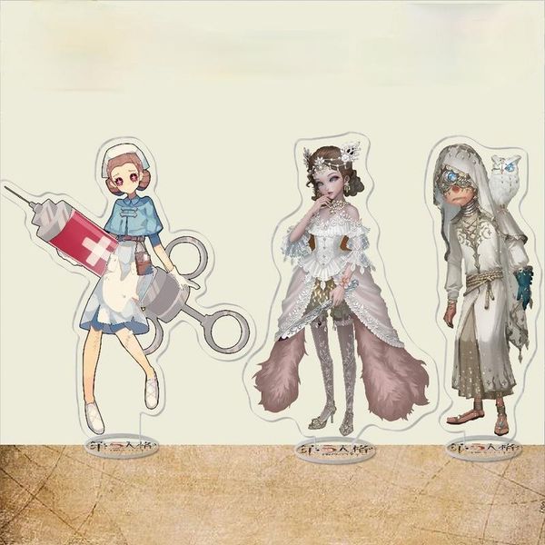 keychains identity v keychain man game key chain women acrylic standing keyring couples aesop carl white guard black, Silver 
keychains identity v keychain man game key chain women acrylic standing keyring couples aesop carl white guard black, Silver